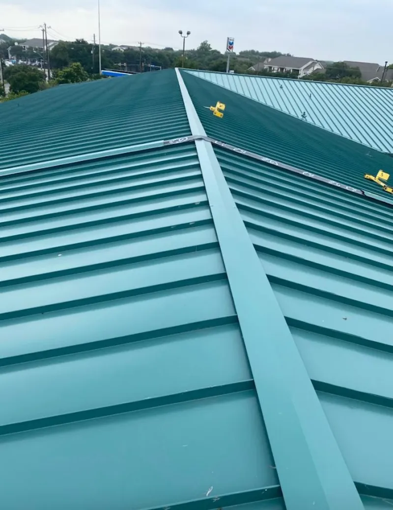 Green commercial metal roof ridge and valley for Metal Roof Repair in Newburgh